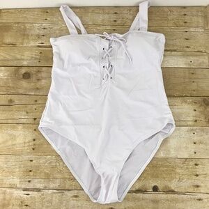 Zaful White Lace up 1 pc Swimsuit NEW